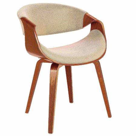 Lumisource Curvo Dining/Accent Chair in Walnut and Cream Fabric CH-CRVNL WL+CR